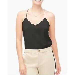 J.Crew Black Scalloped Halter Tank Top Womens Size 8 Office Career Executive